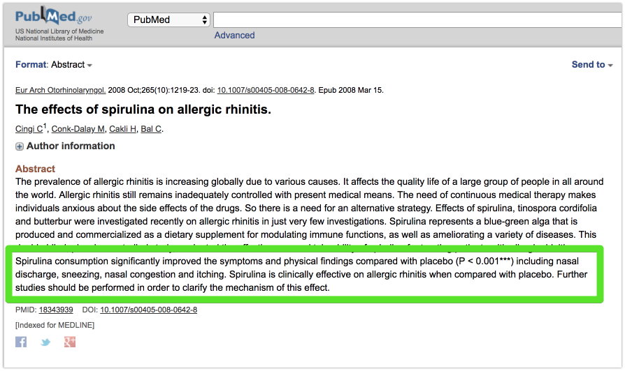 The effects of spirulina on allergic rhinitis. – PubMed