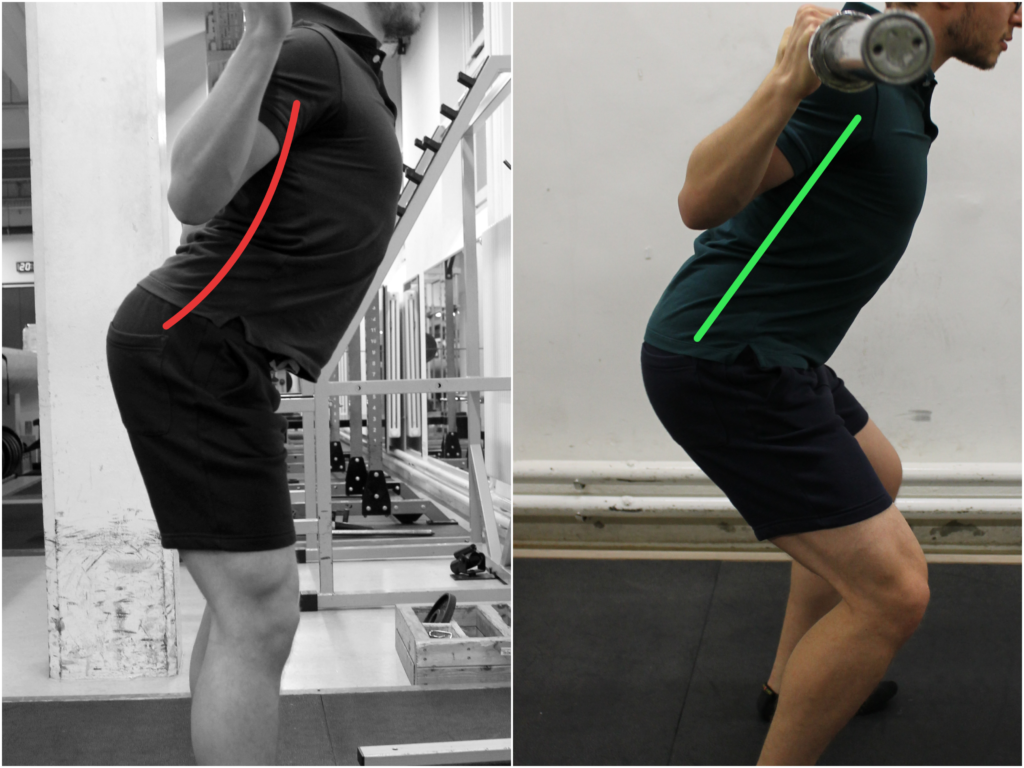 Kniebeuge Shrimp Fehler vs sauber